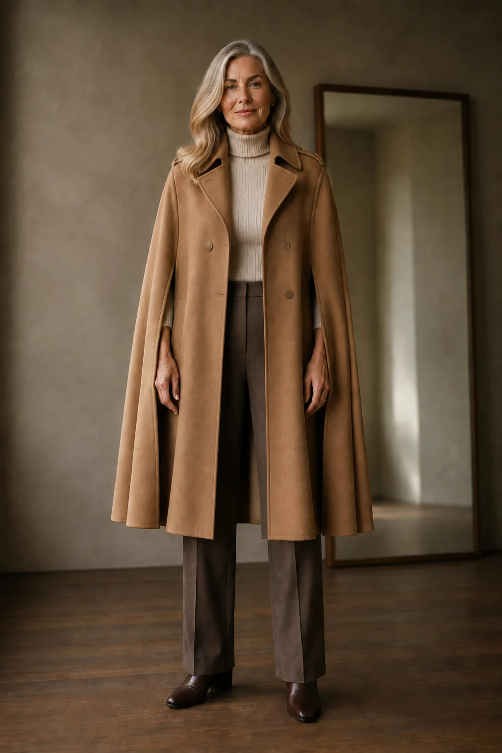 Marisol wool cape coat open
