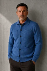 Button Front Knit Layering Cardigan - Blue