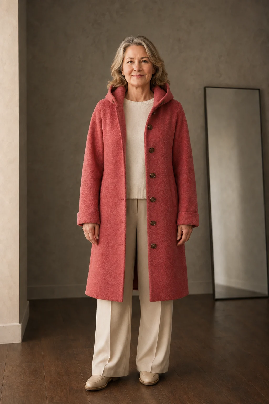 Merly elegant rose coat open