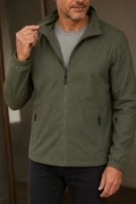 Mesh Lined Zip Front Windbreaker Jacket - fabric and mesh close-up