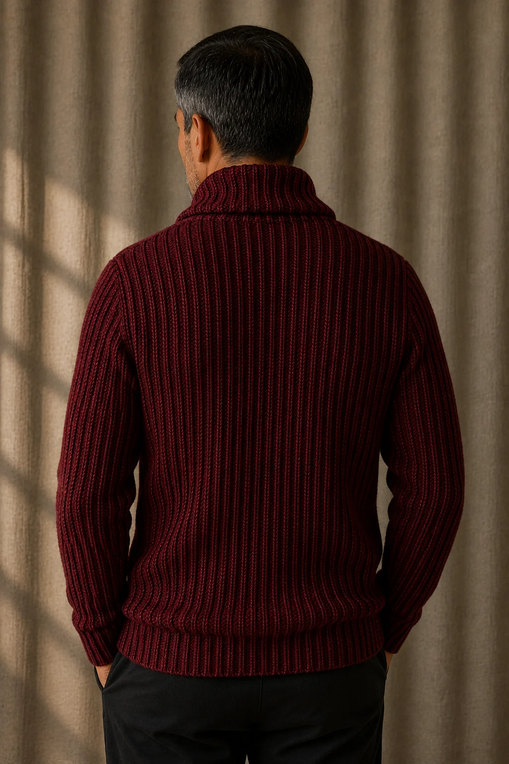 Chunky Cable Knit Shawl Cardigan - Red