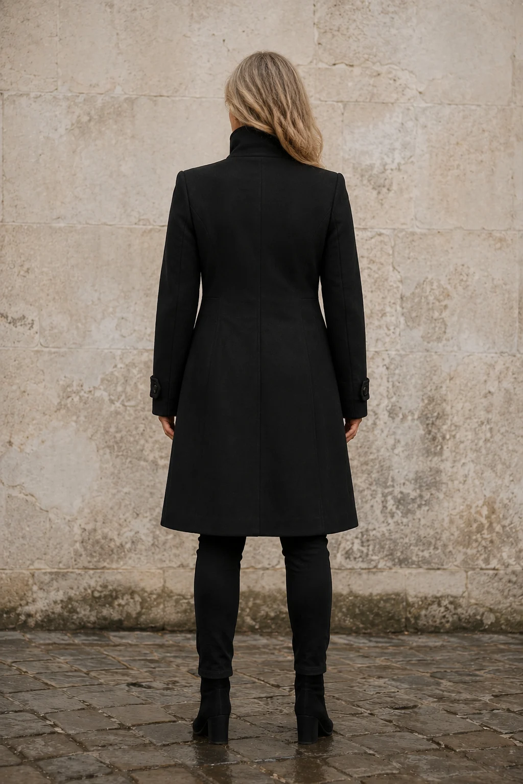 Odalie | Double-Breasted Funnel Coat - Khaki