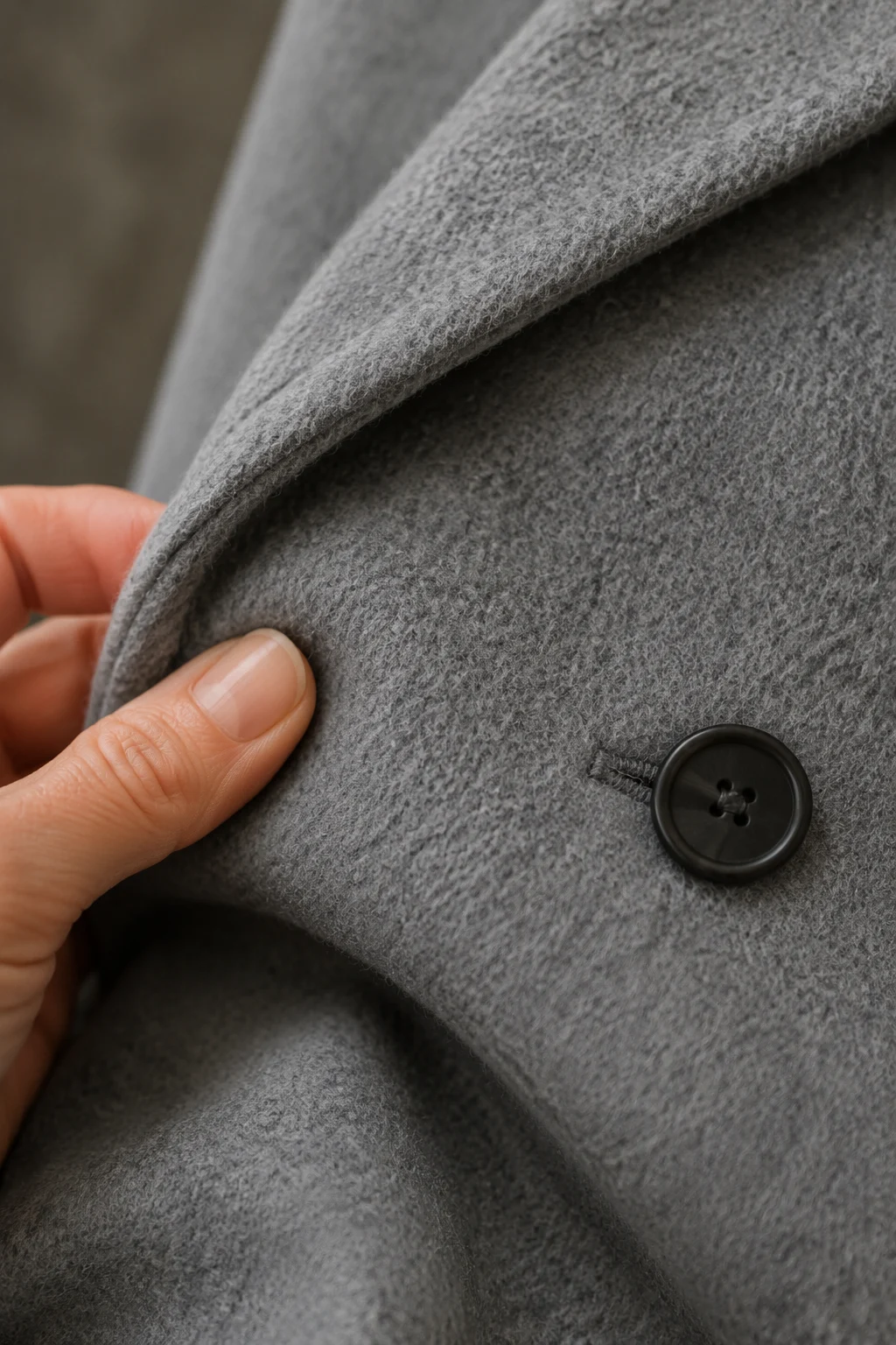 Odette | Double-Breasted Wool Overcoat - fabric close-up