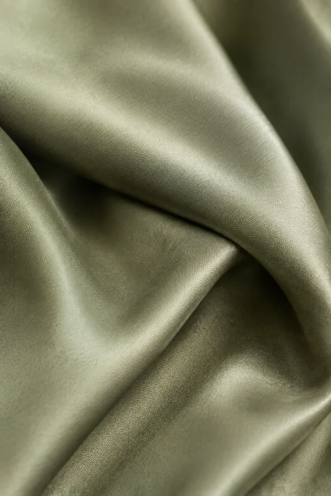 Olga | Densely Woven Satin Midi Skirt - fabric close-up