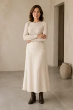 Olympia | Merino Wool Knit A-Line Skirt - Ivory
