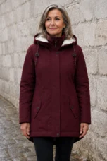 Ondine | Sherpa Lined Hooded Parka - Burgundy