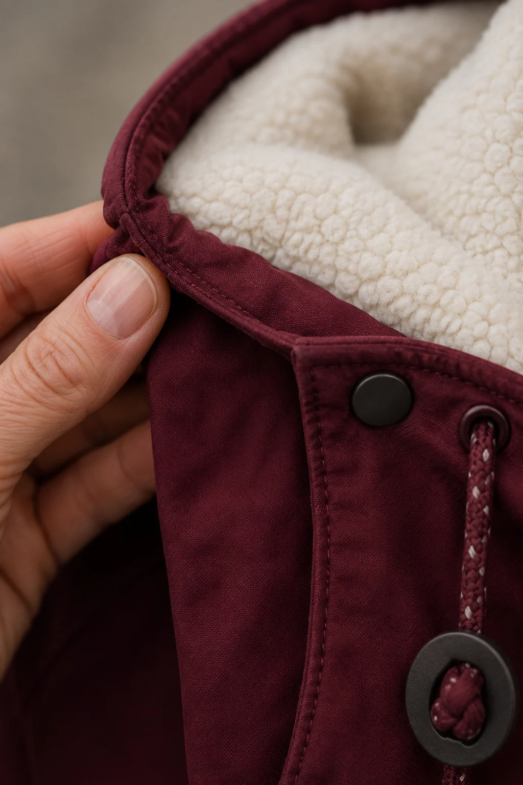 Ondine | Sherpa Lined Hooded Parka - fabric close-up