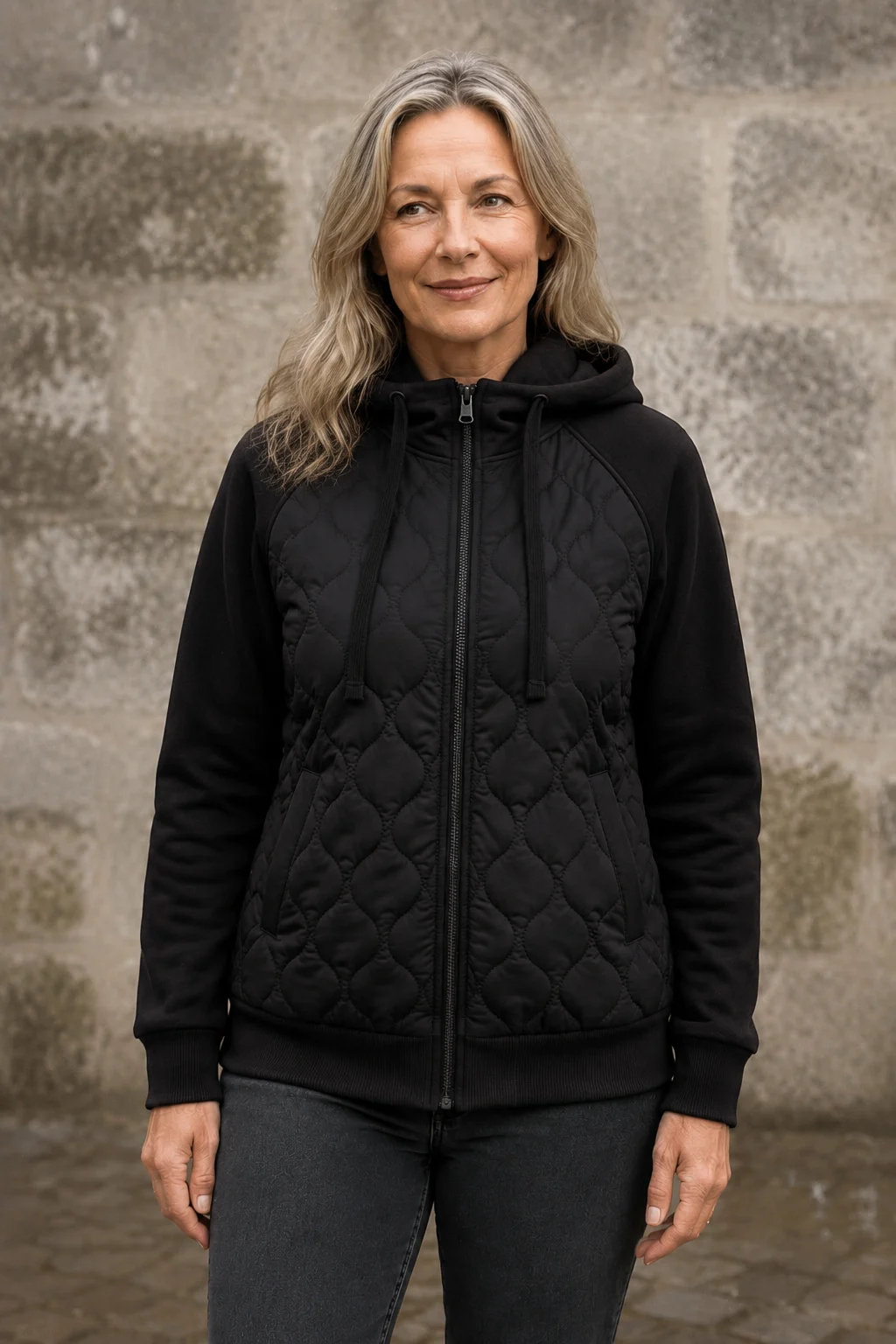 Ottilie | Diamond Quilted Hooded Jacket - Midnight Black