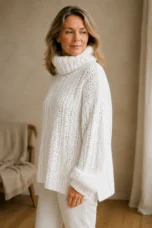 Paulina - Women's Long Sleeve Hoodie Pullover - White