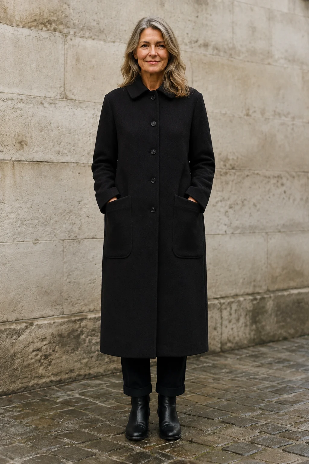 Perrine | Wool-Blend Longline Overcoat - Black