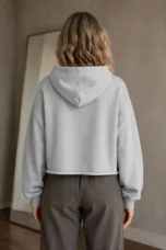 Philippa | 50% Cotton Cropped Hoodie - Light Grey
