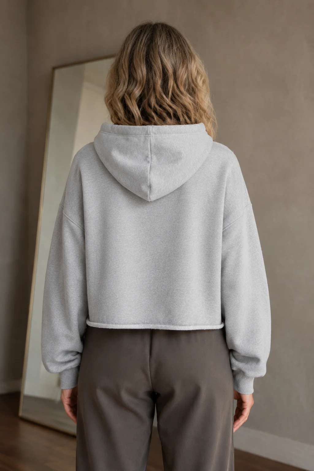 Philippa | 50% Cotton Cropped Hoodie - Light Grey