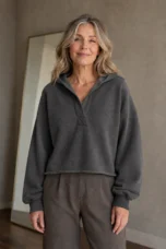Philippa | 50% Cotton Cropped Hoodie - Grey