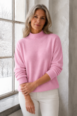 Piper | Drop Shoulder Mock Neck Sweater - Pink