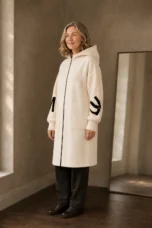 Prudence | Dense Knit Hooded Long Coat - Off White