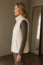 Quilted Stand Collar Vest - Beige