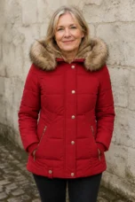 Raymonde | Faux Fur Lined Hooded Jacket - Red