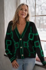 Reese | Color Block Plush Cardigan - Black