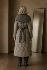 Reine | Duck Down Coat, Shawl Collar - Khaki