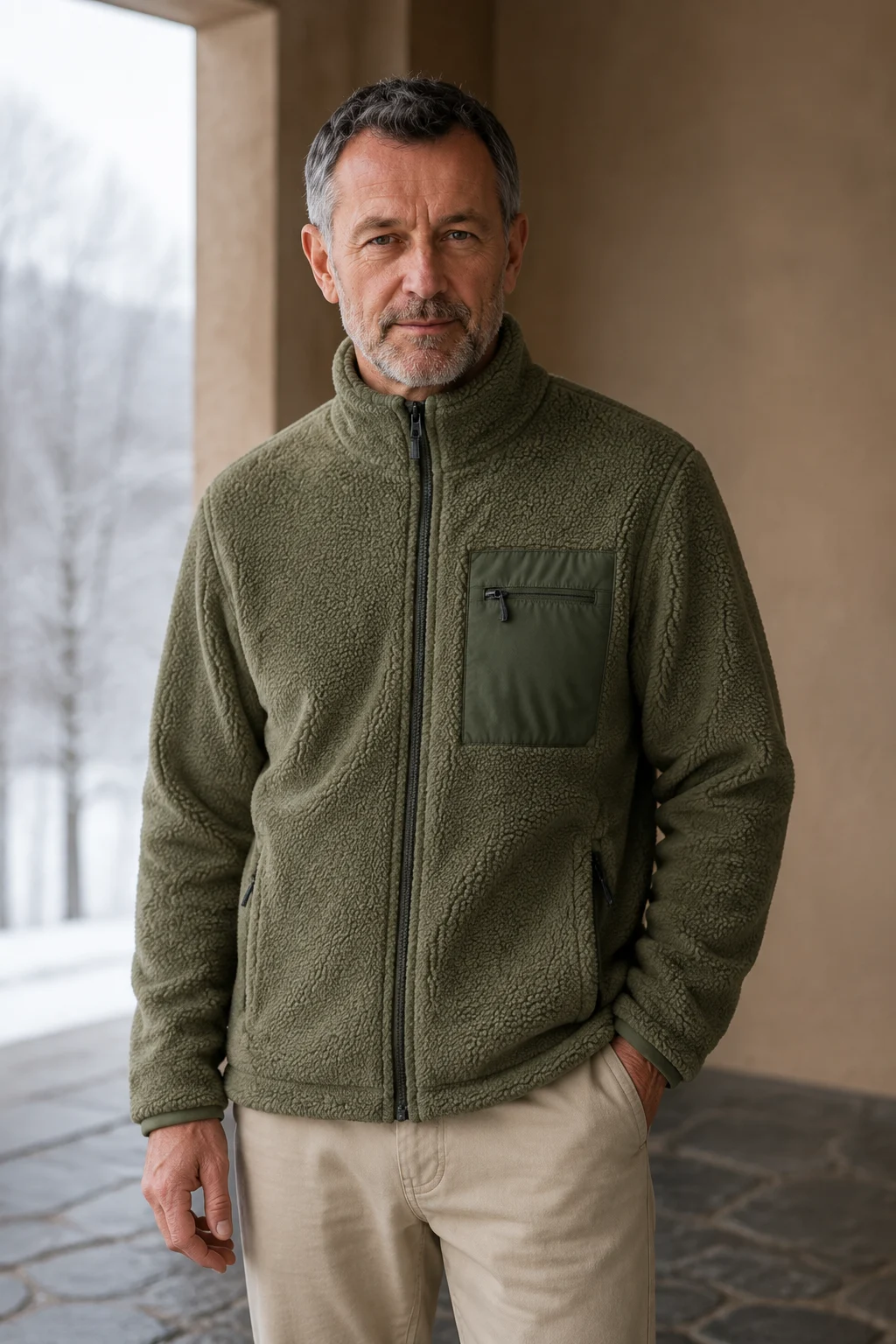 Relaxed Fit Full Zip Fleece Jacket - hero closed