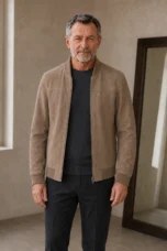 Ribbed Cuff Faux Suede Jacket - hero open
