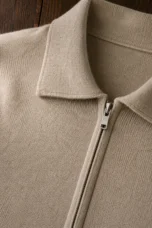 Wool Blend Zip Front Cardigan - fabric close-up