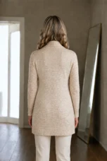 Rosalind | Shawl Collar Long Cardigan - Oatmeal