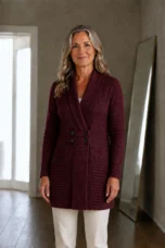 Rosalind | Shawl Collar Long Cardigan - Burgundy