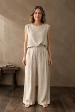 Round Neck Tank And Trouser Set editorial product photo