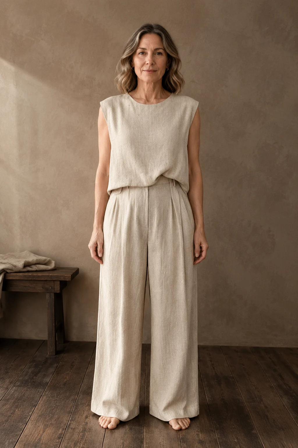 Round Neck Tank And Trouser Set editorial product photo