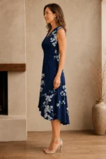 Ruched Waist Sleeveless Midi Dress - left side view