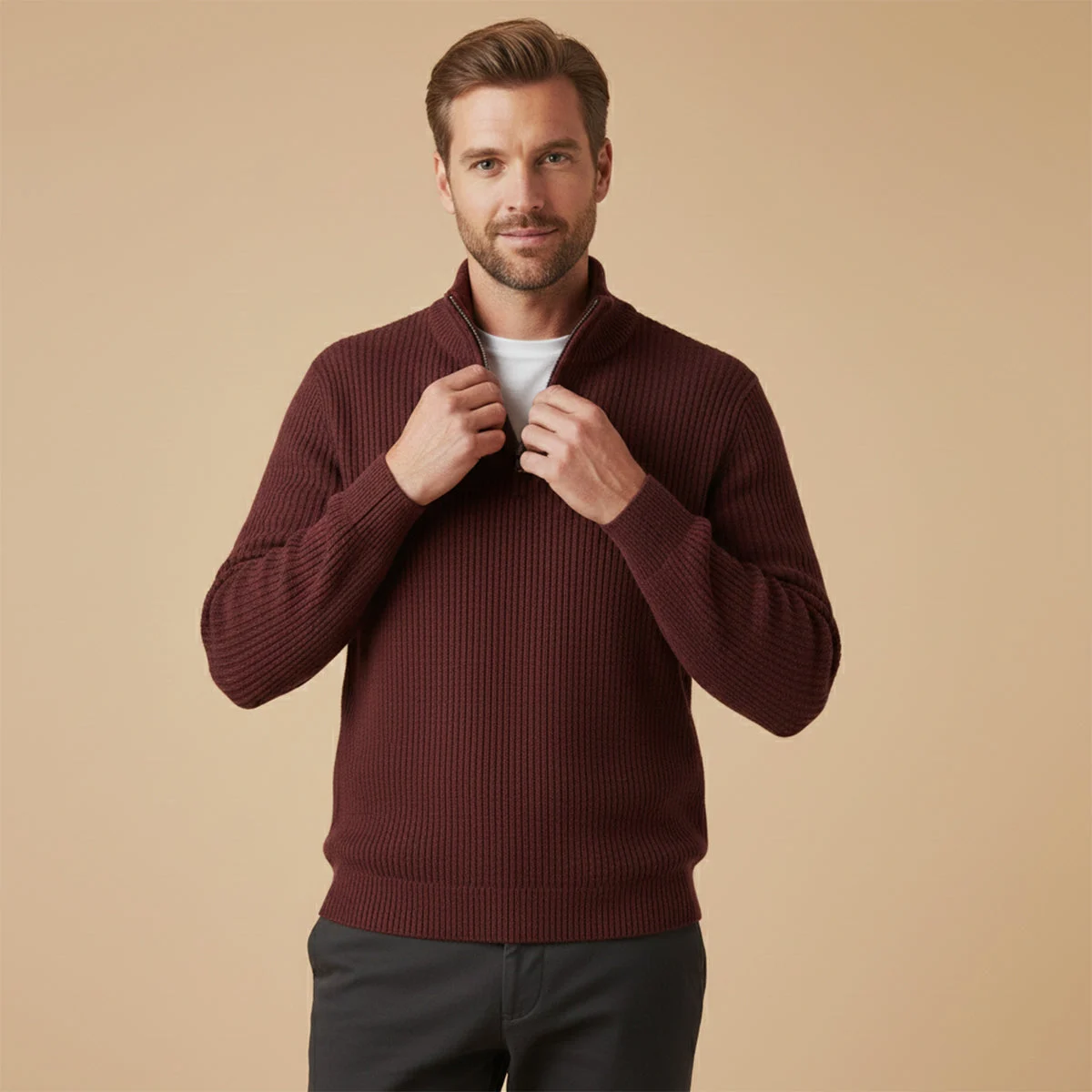 Francois | 100% Cashmere Half Zip Knit