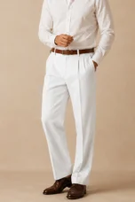 Blandine | Pleated Straight Linen Trousers