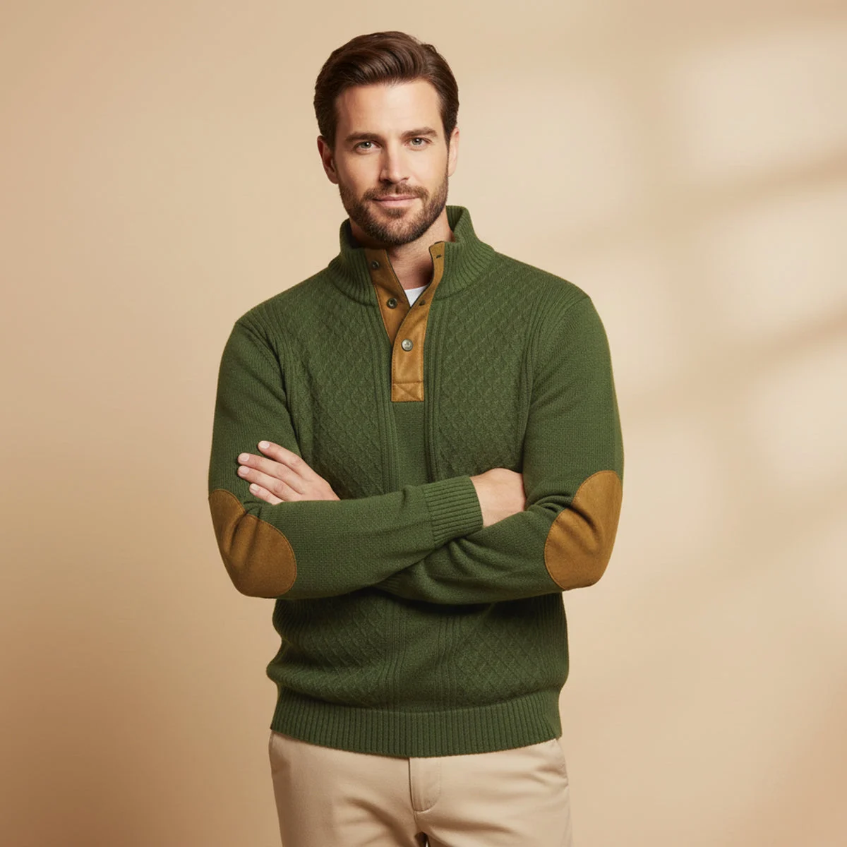 Samuel | Cable Knit Elbow Patch Sweater