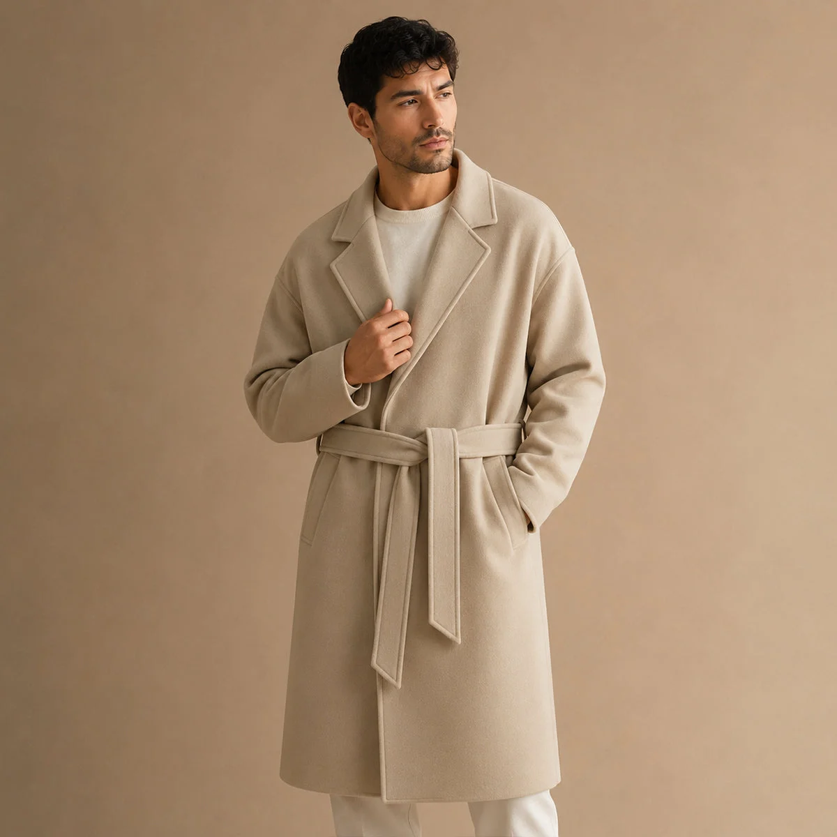 Didier | Wool Blend Belted Wrap Coat