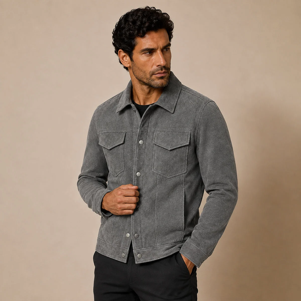 Octave | Snap Front Suede Work Jacket