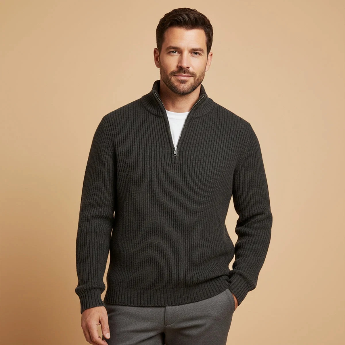 Francois | 100% Cashmere Half Zip Knit
