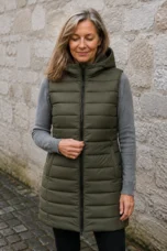 Sabine | 495g Longline Puffer Vest - Army Green