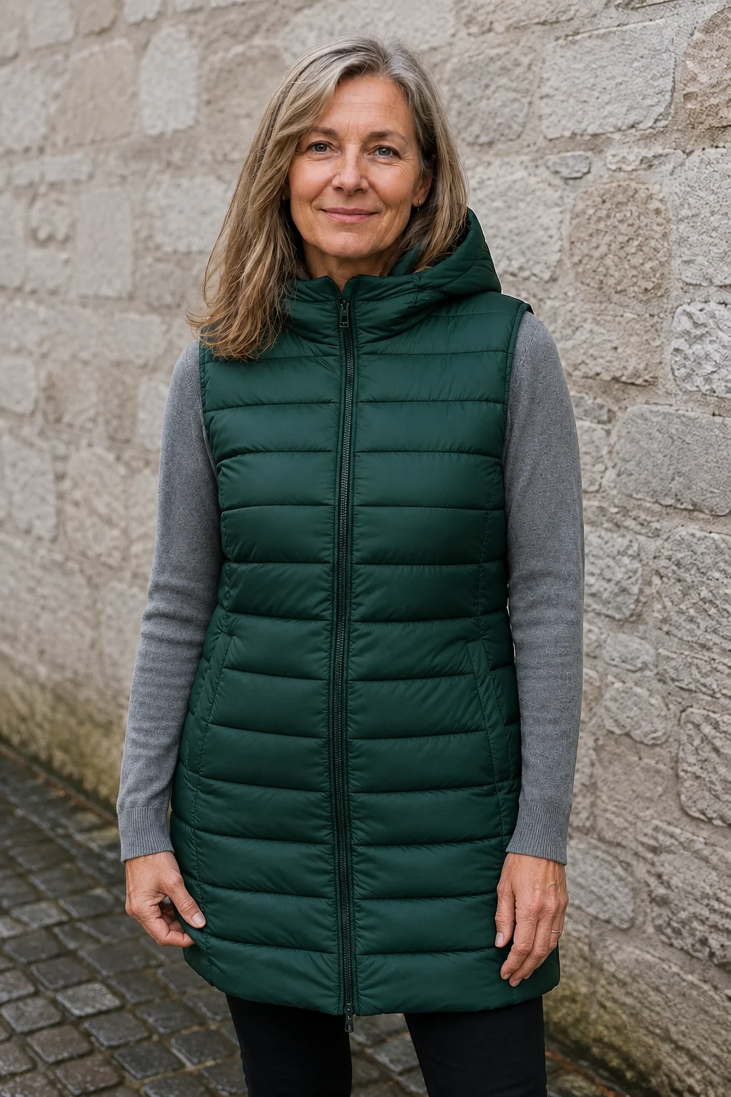Sabine | 495g Longline Puffer Vest - Green