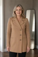 Sasha Ribbed Knit Blazer Coat closed front view