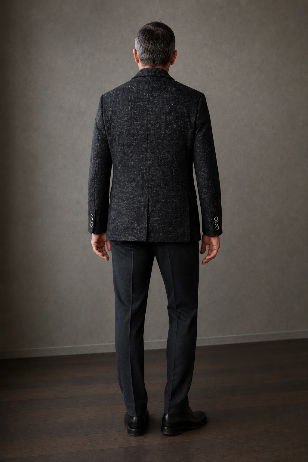 Sassicaia black checked blazer back with tonal motif