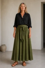 Satin Skirt And Blouse Set editorial product photo