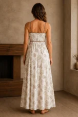 Seashell Print Flared Maxi Dress - back view