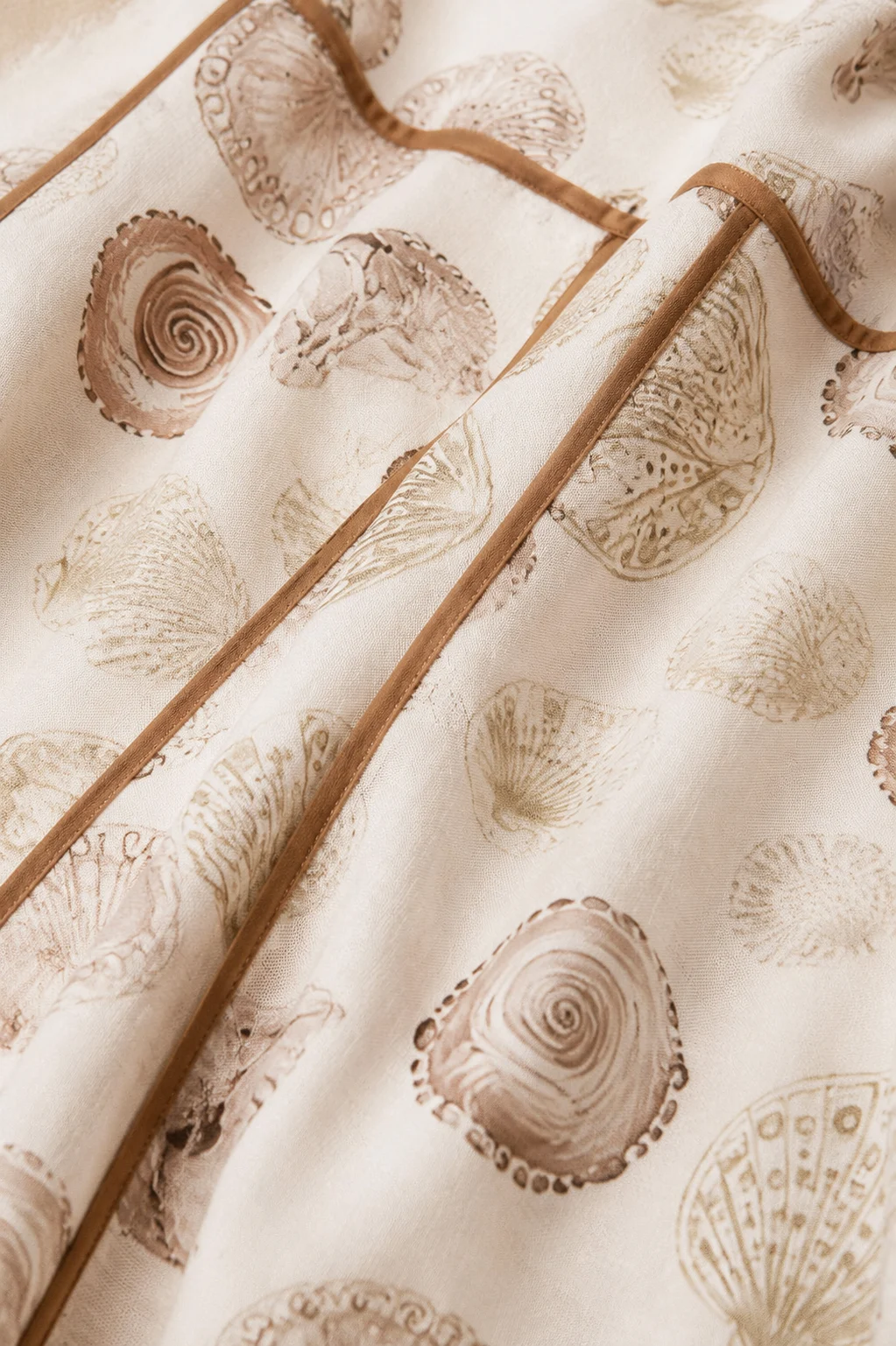 Seashell Print Flared Maxi Dress - fabric close-up