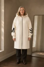 Selene knitted hooded long coat closed