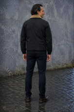 Sherpa Lined Ribbed Cuff Bomber Jacket - back