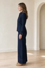 Button Front Denim Blazer And Trouser Set side view