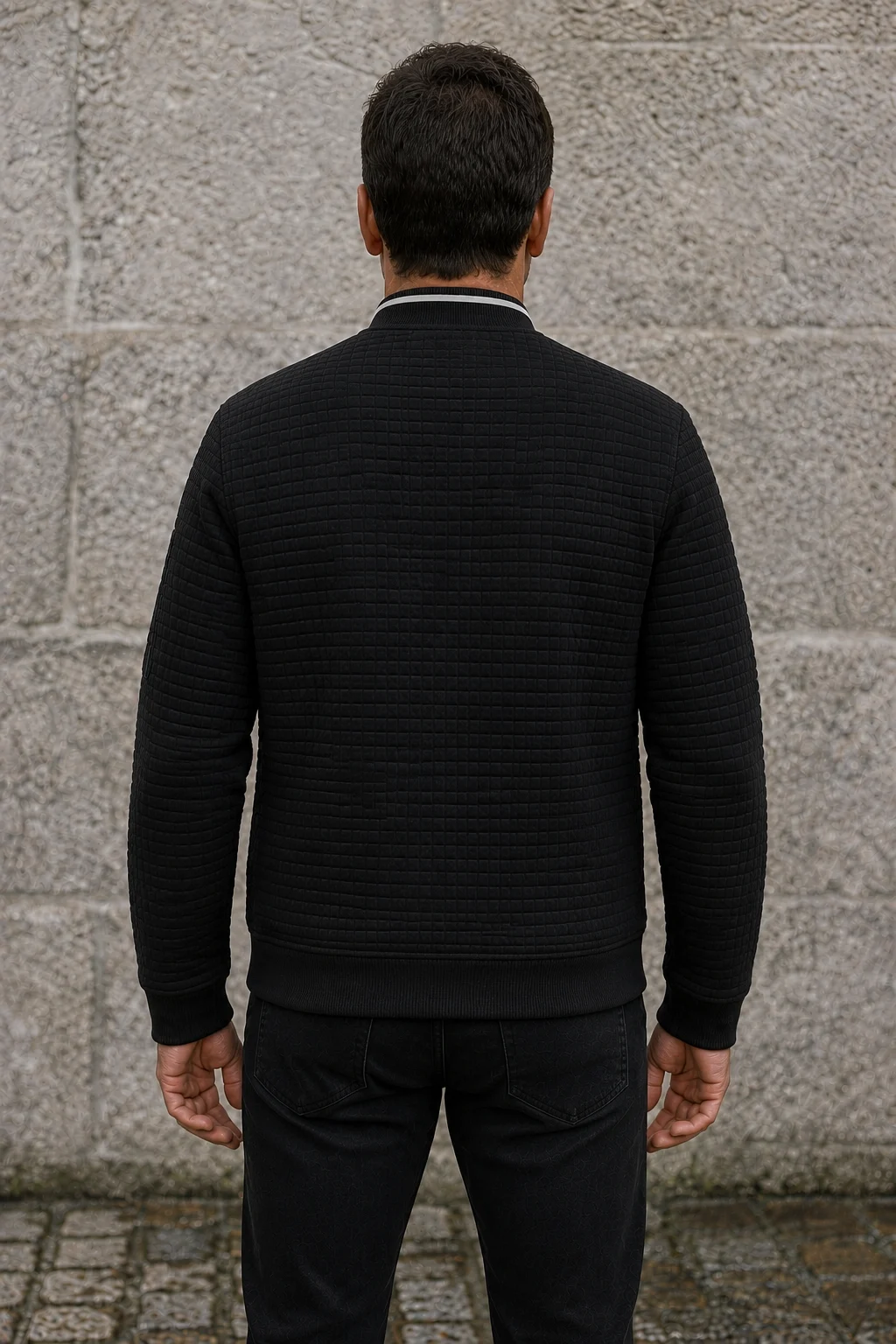 Slim Fit Quilted Zip Jacket - back