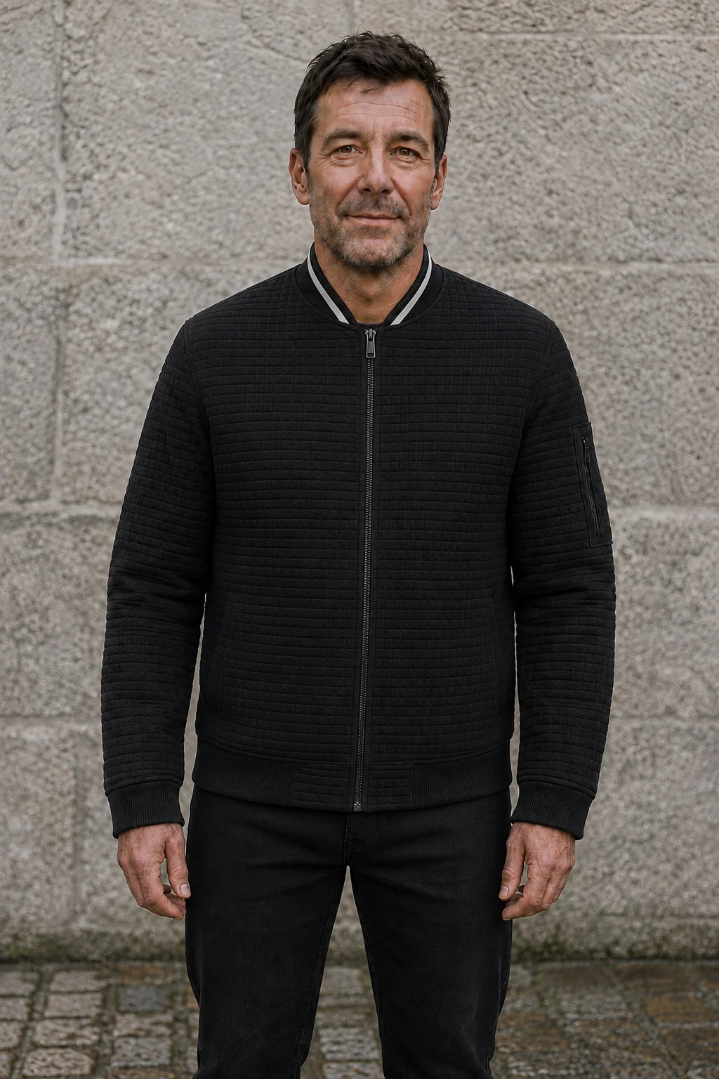 Slim Fit Quilted Zip Jacket - hero closed
