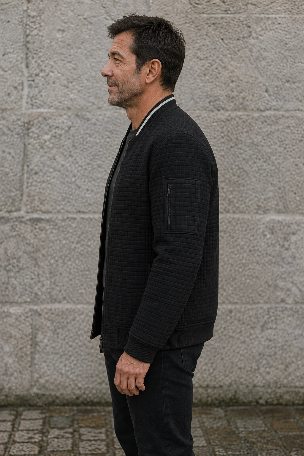 Slim Fit Quilted Zip Jacket - side